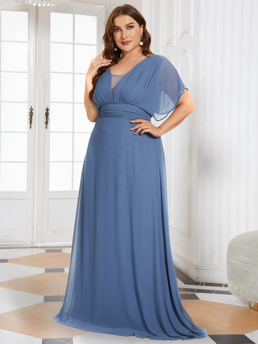 ever AMBRYN|A-Line Empire Waist Chiffon Long Evening Party Dress - Image 10