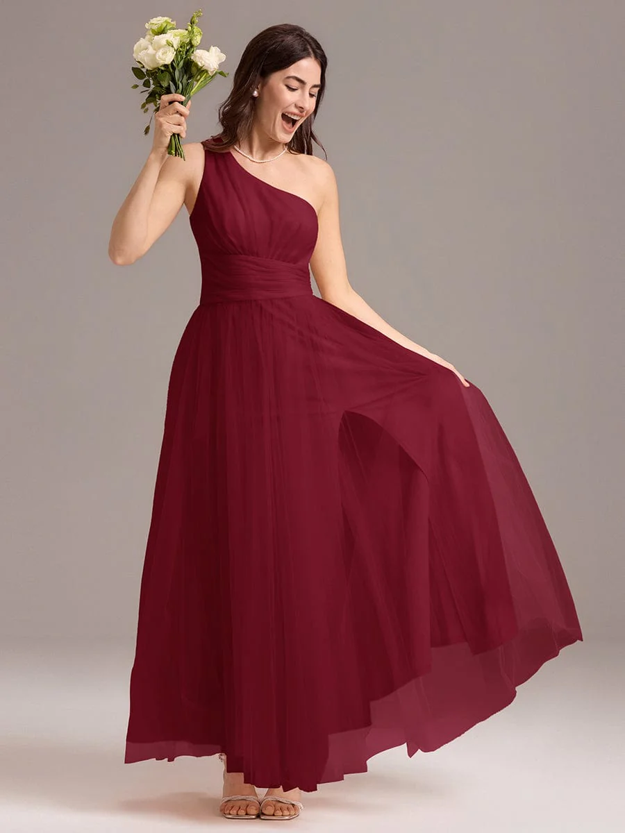 ever ARCADIA|Designer A-line One Shoulder Maxi Tulle Bridesmaid Dress - Image 18