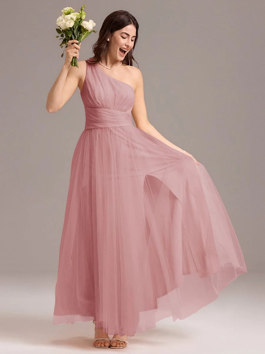 ever ARCADIA|Designer A-line One Shoulder Maxi Tulle Bridesmaid Dress - Image 26