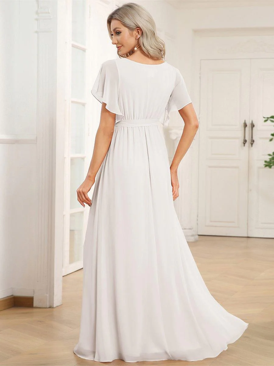 ever LEORA|A-Line Pleated Chiffon Tie-Waist Bridesmaid Dress - Image 2
