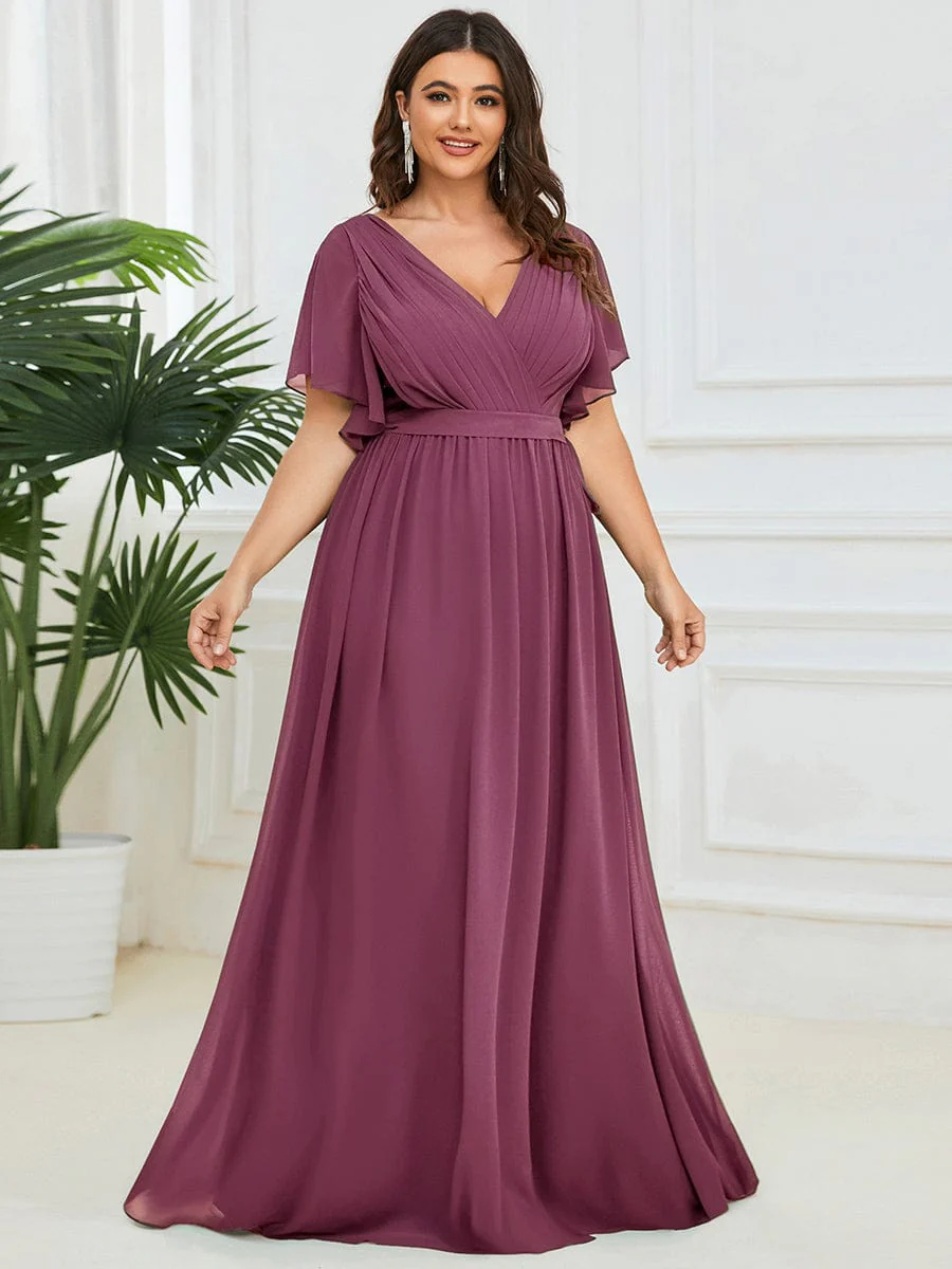 ever LEORA|A-Line Pleated Chiffon Tie-Waist Bridesmaid Dress - Image 44