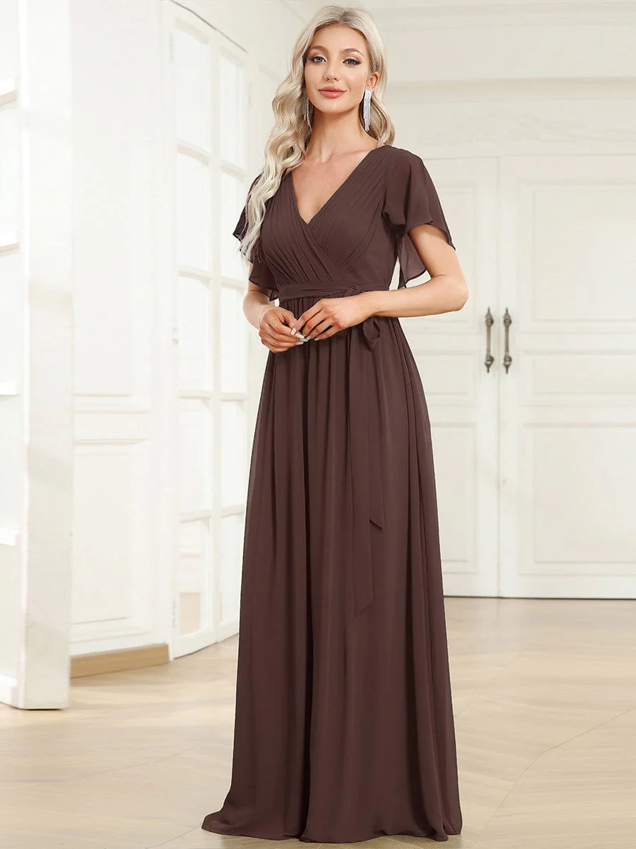 ever LEORA|A-Line Pleated Chiffon Tie-Waist Bridesmaid Dress - Image 49