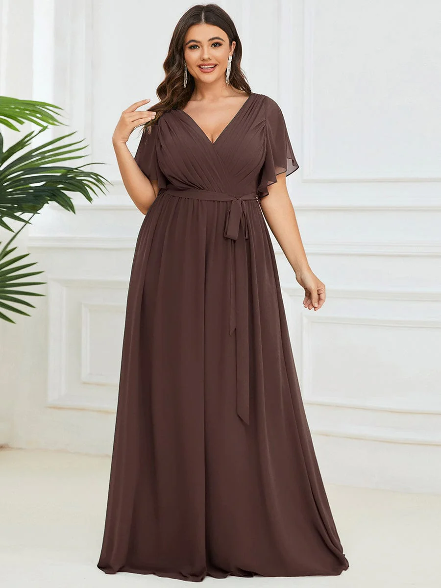 ever LEORA|A-Line Pleated Chiffon Tie-Waist Bridesmaid Dress - Image 51
