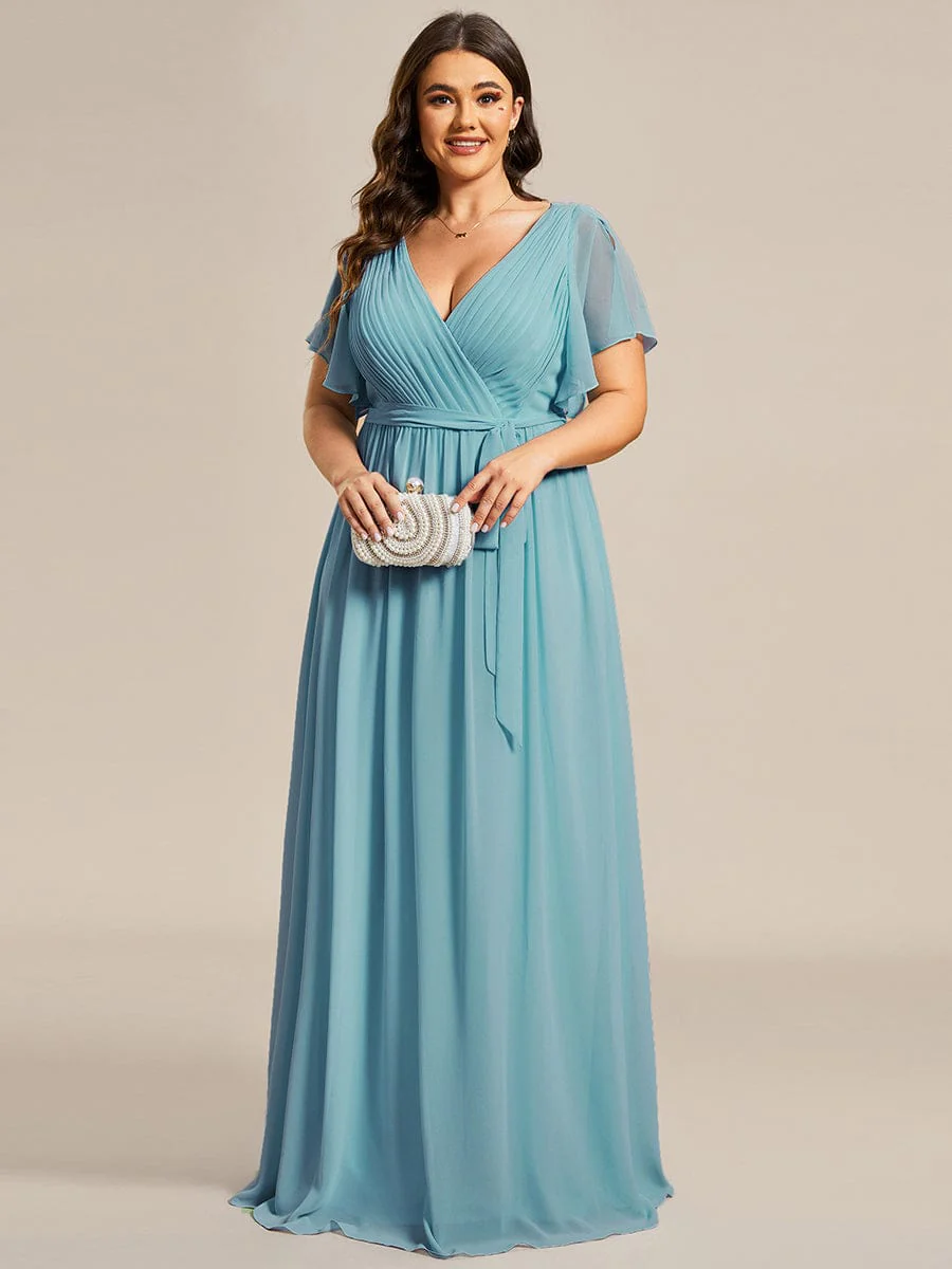 ever LEORA|A-Line Pleated Chiffon Tie-Waist Bridesmaid Dress - Image 91