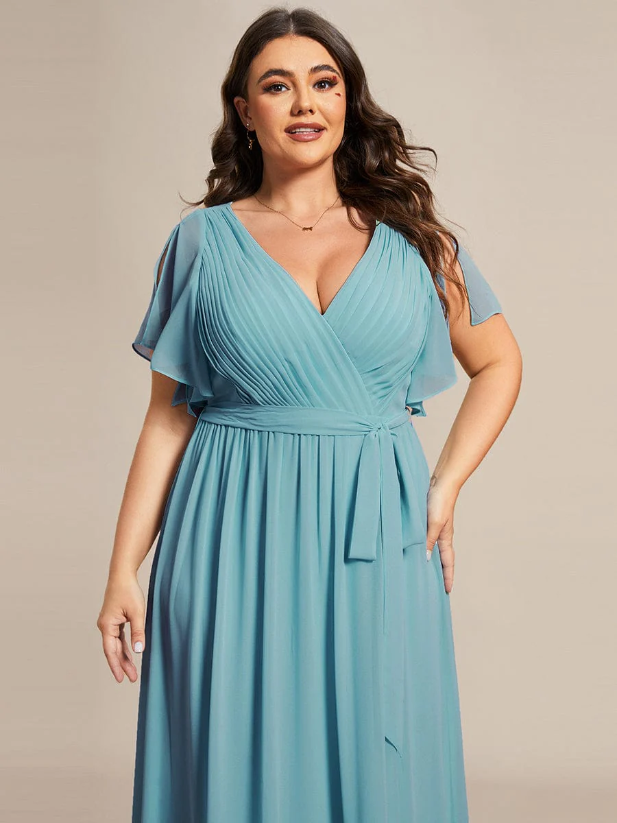 ever LEORA|A-Line Pleated Chiffon Tie-Waist Bridesmaid Dress - Image 95