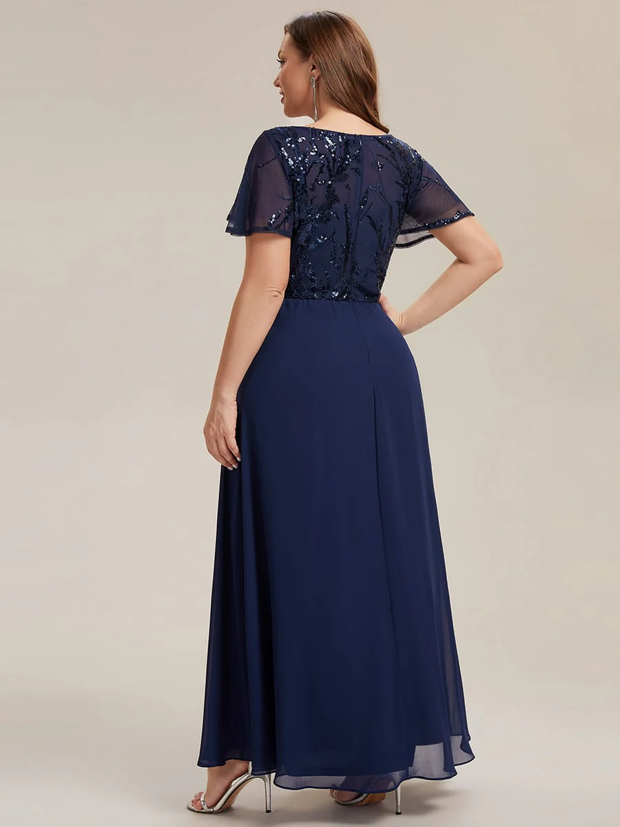 Applique Sequin Ruffle Sleeve Dress - Image 10