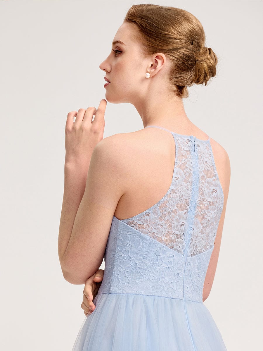 Applique Sleeveless Tulle Bridesmaid Dress - Image 3