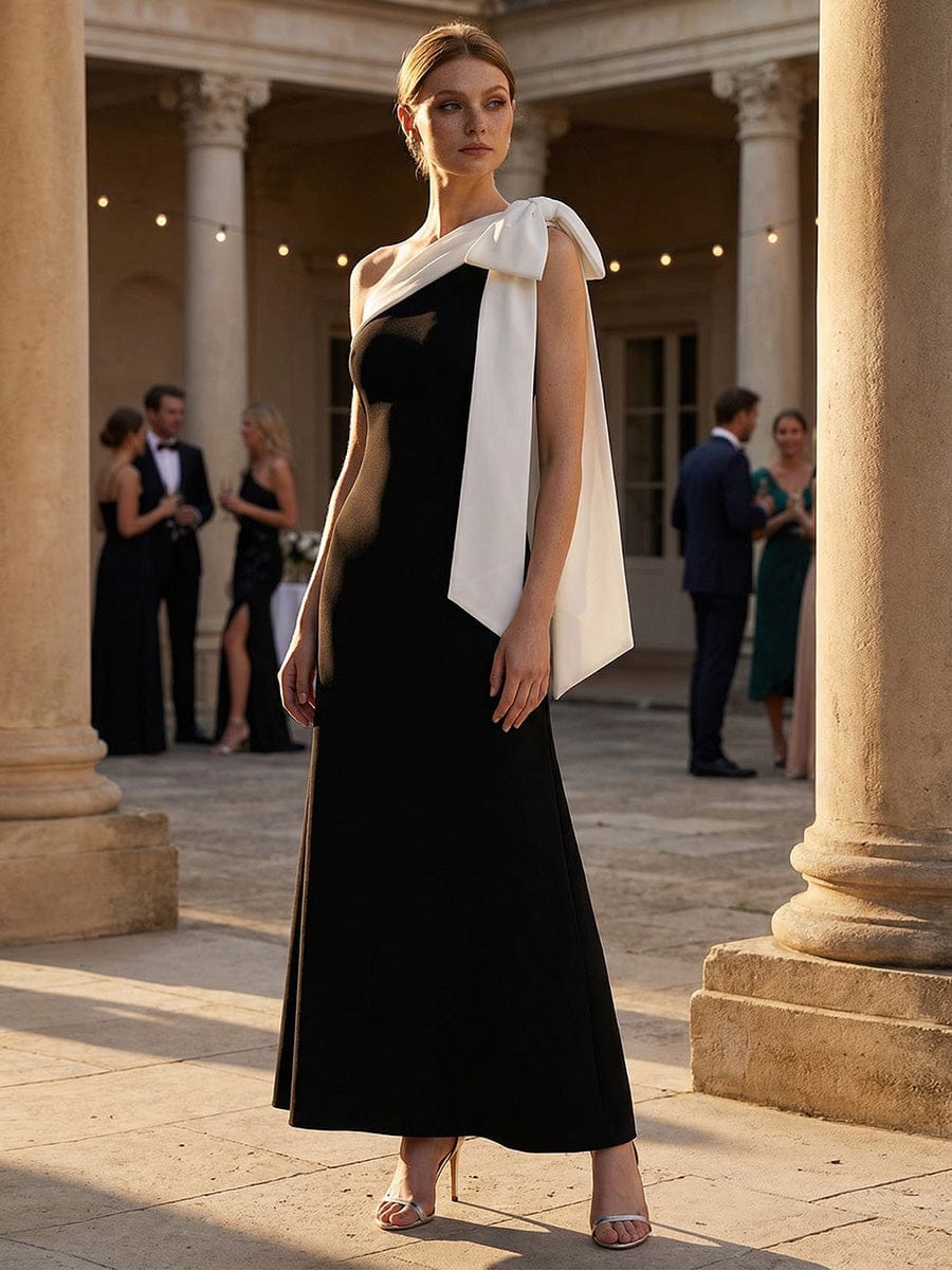 ever NOIR|Bow Knit Sleeveless Dress - Image 5