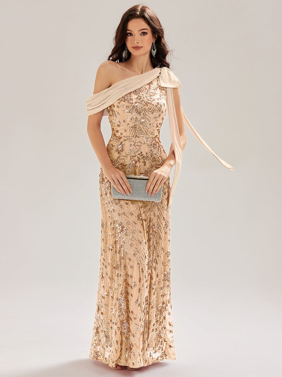 ever BELLAMY|Bow Sequin One Shoulder Evening Dress - Image 10