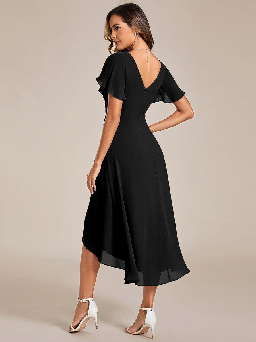ever FAYE|Chic V Neck High-Low Wedding Dress - Image 10