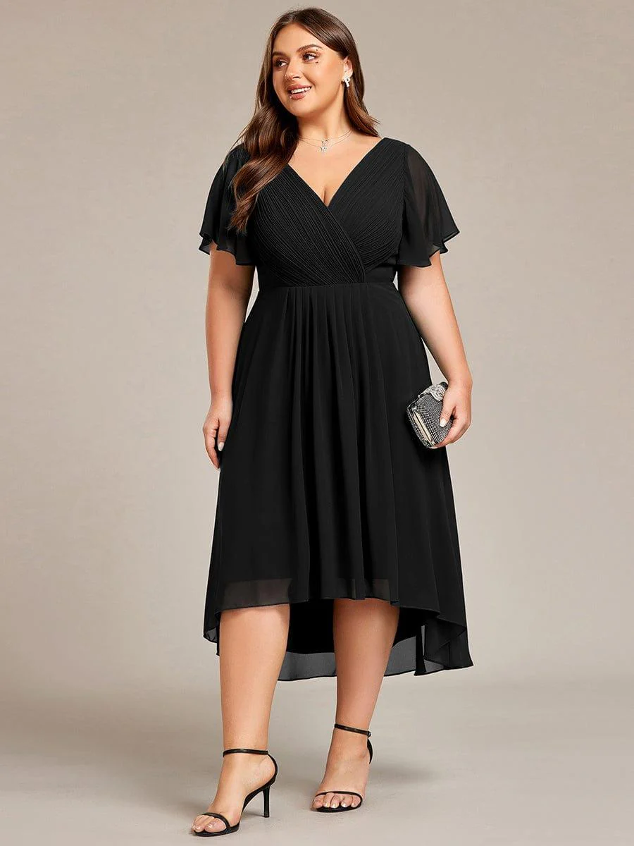 ever FAYE|Chic V Neck High-Low Wedding Dress - Image 18