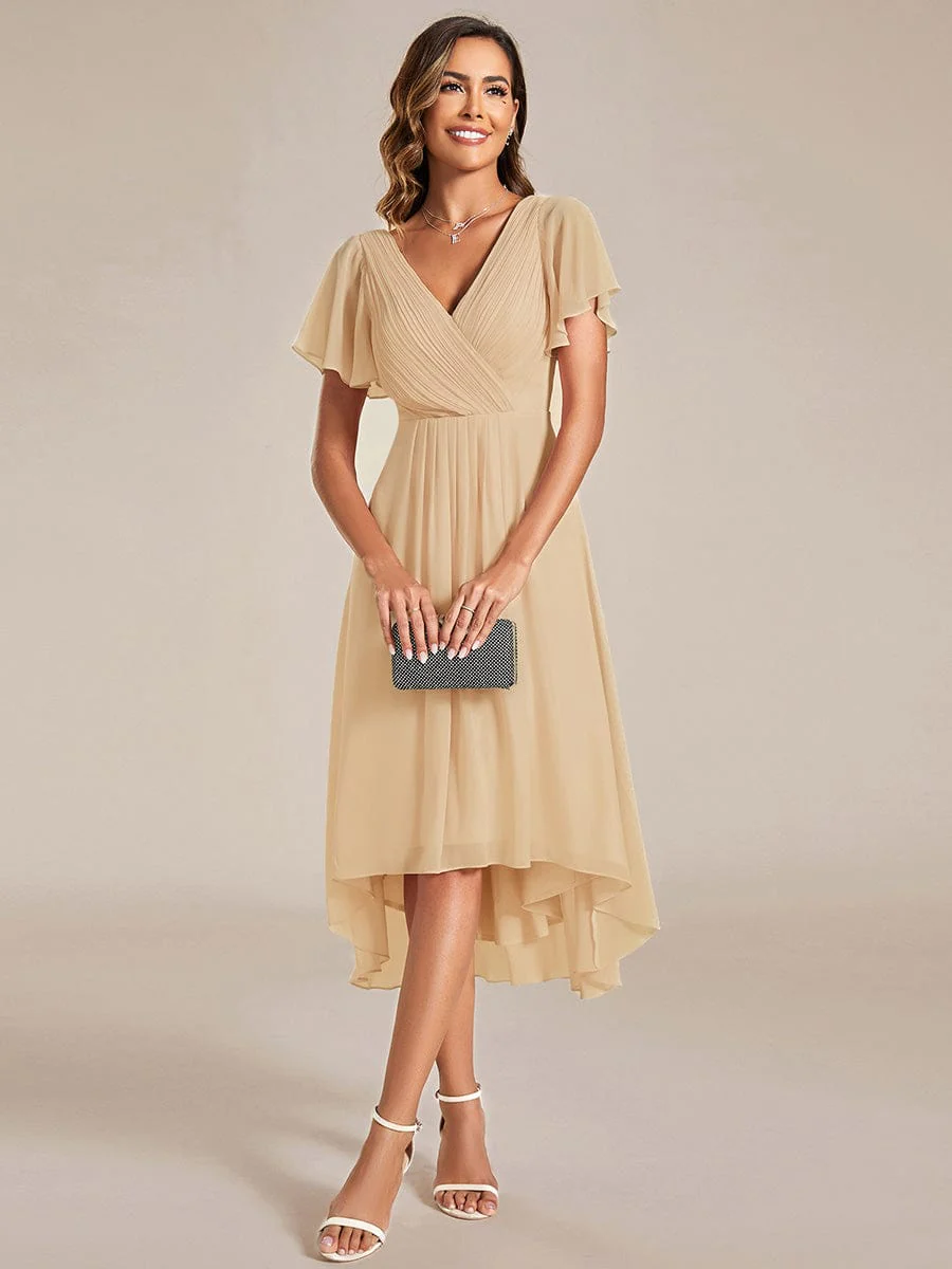 ever FAYE|Chic V Neck High-Low Wedding Dress - Image 19