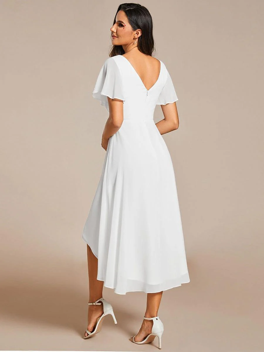 ever FAYE|Chic V Neck High-Low Wedding Dress - Image 2