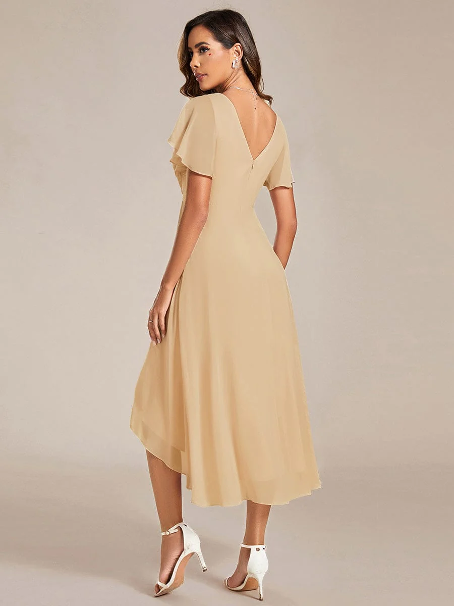 ever FAYE|Chic V Neck High-Low Wedding Dress - Image 20