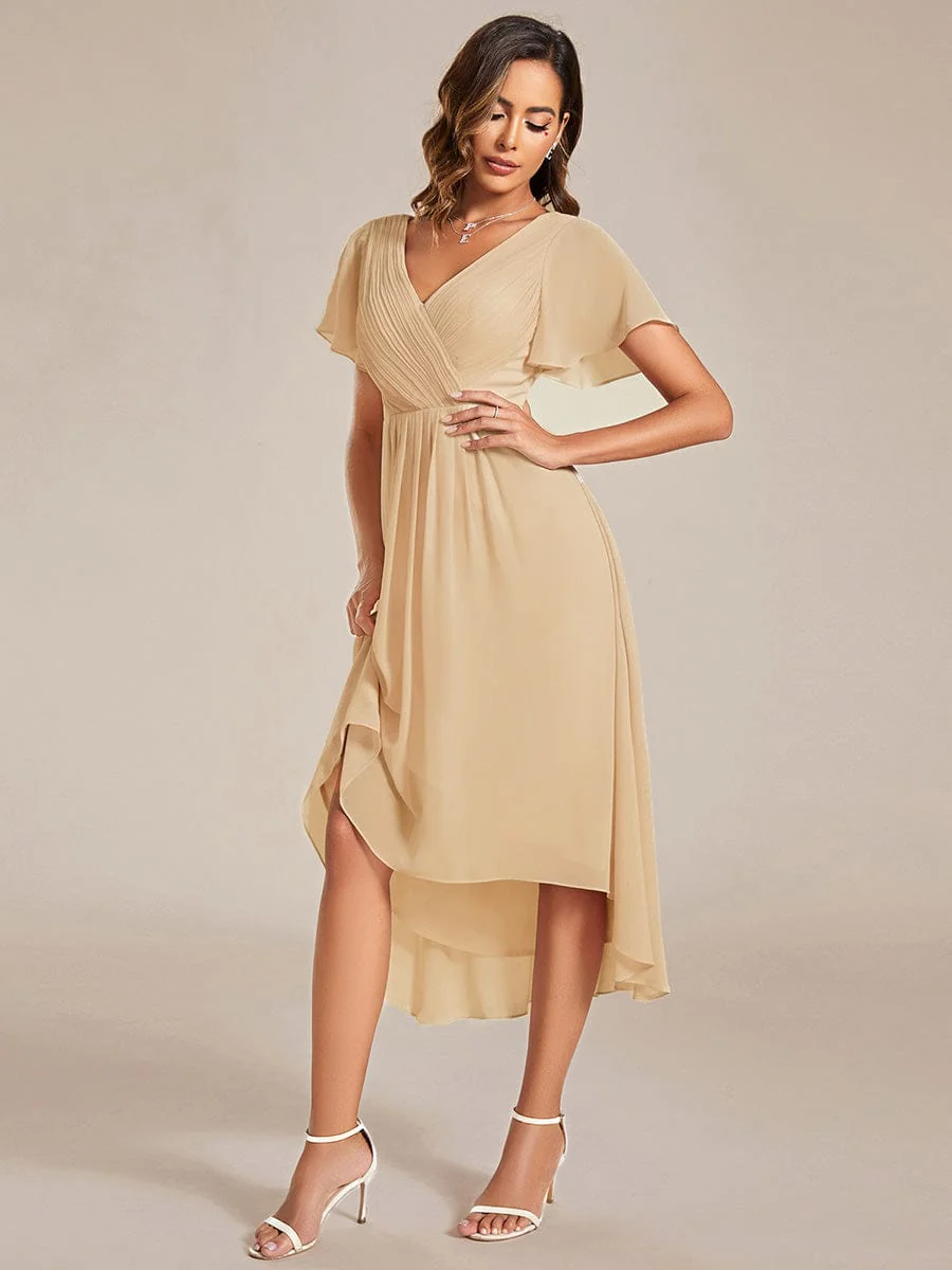 ever FAYE|Chic V Neck High-Low Wedding Dress - Image 21