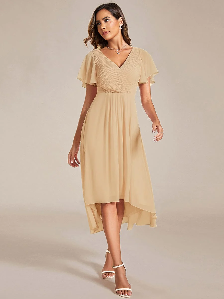 ever FAYE|Chic V Neck High-Low Wedding Dress - Image 22