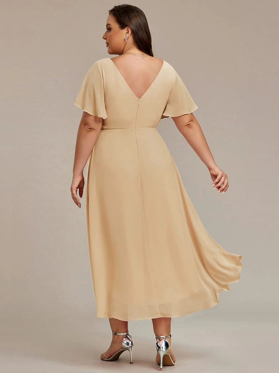 ever FAYE|Chic V Neck High-Low Wedding Dress - Image 25