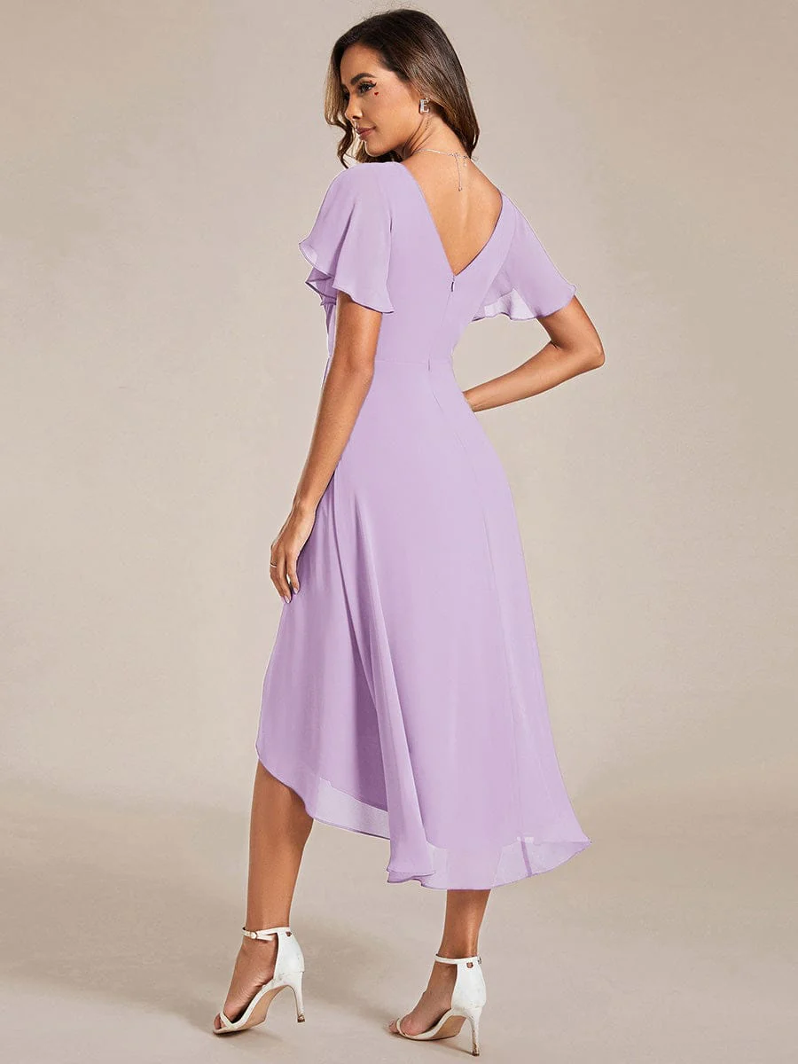ever FAYE|Chic V Neck High-Low Wedding Dress - Image 30