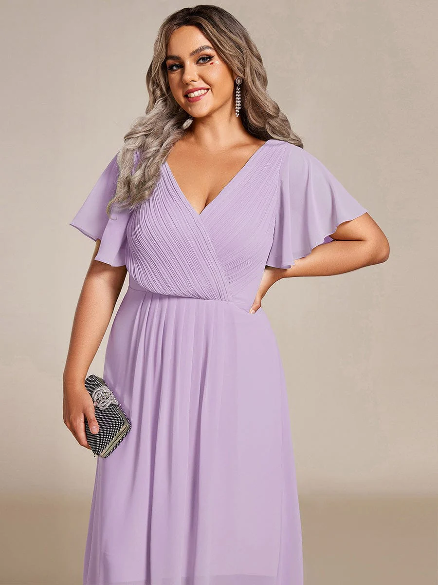ever FAYE|Chic V Neck High-Low Wedding Dress - Image 38