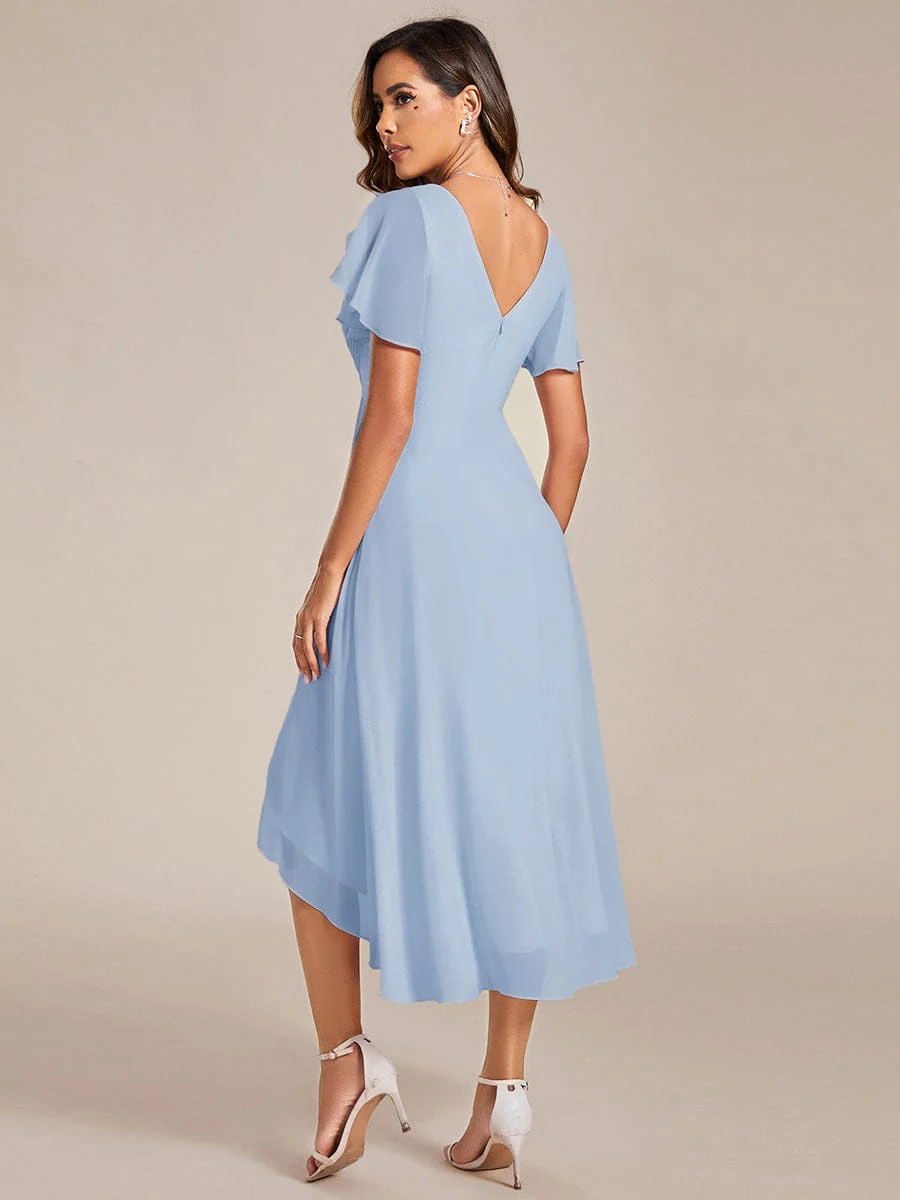 ever FAYE|Chic V Neck High-Low Wedding Dress - Image 40