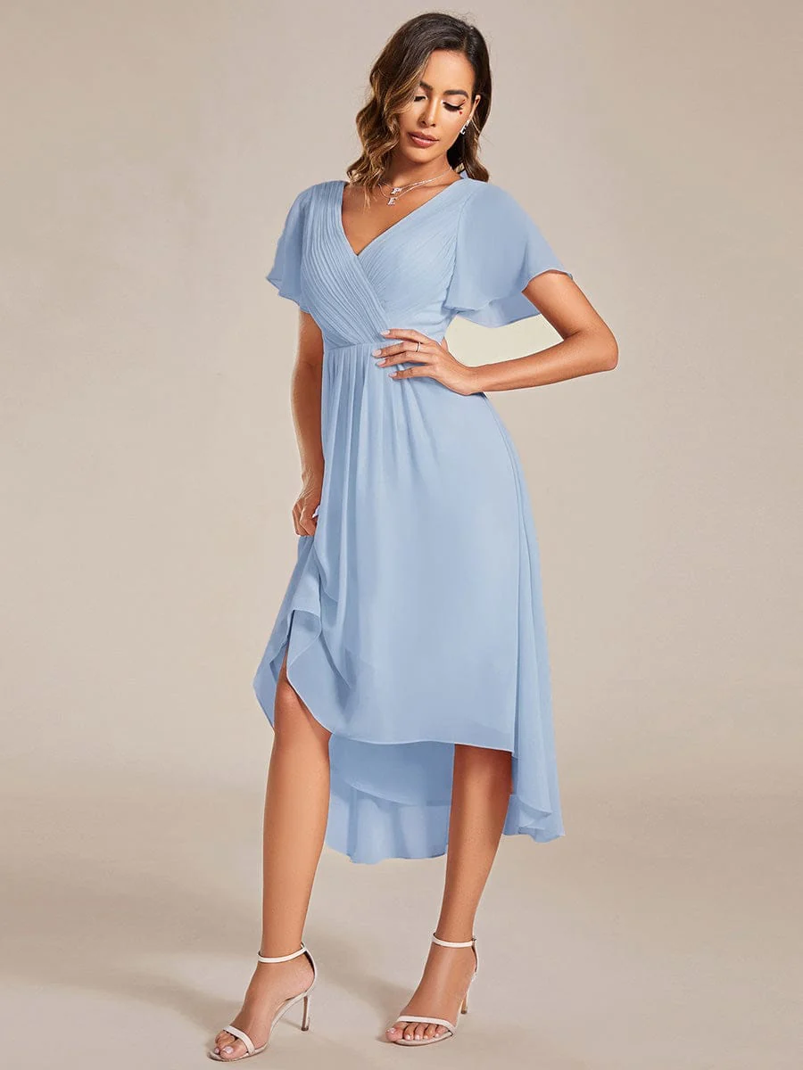 ever FAYE|Chic V Neck High-Low Wedding Dress - Image 41