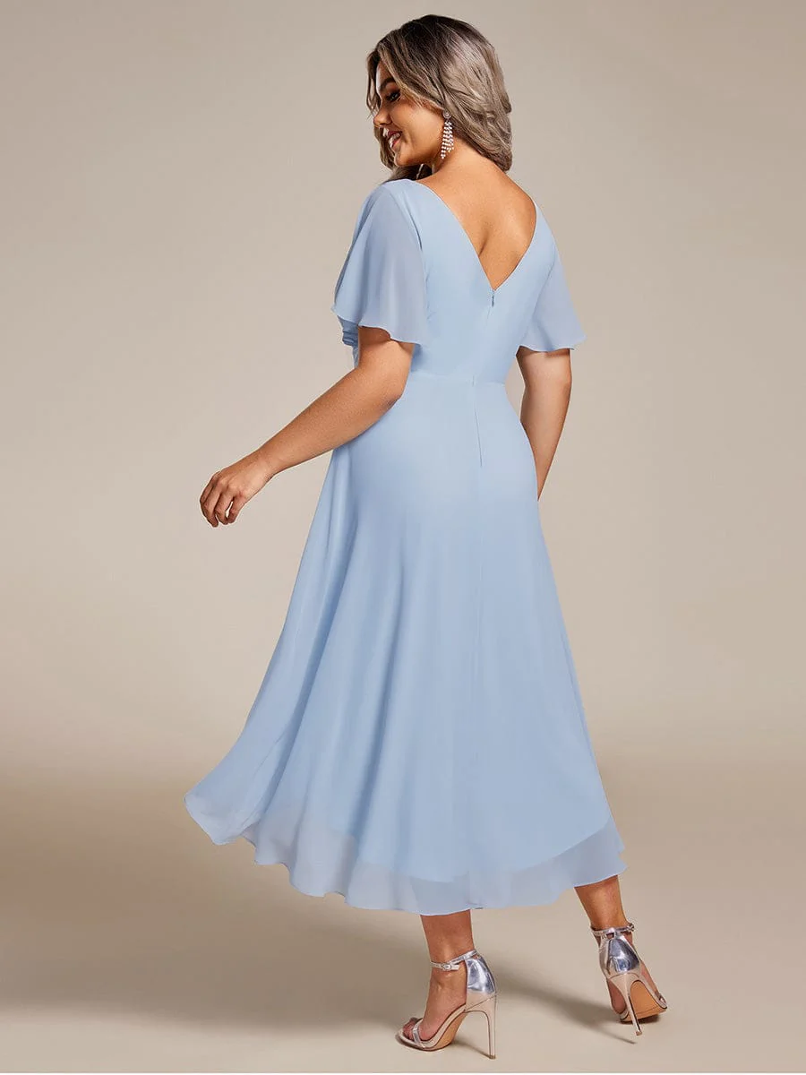 ever FAYE|Chic V Neck High-Low Wedding Dress - Image 45