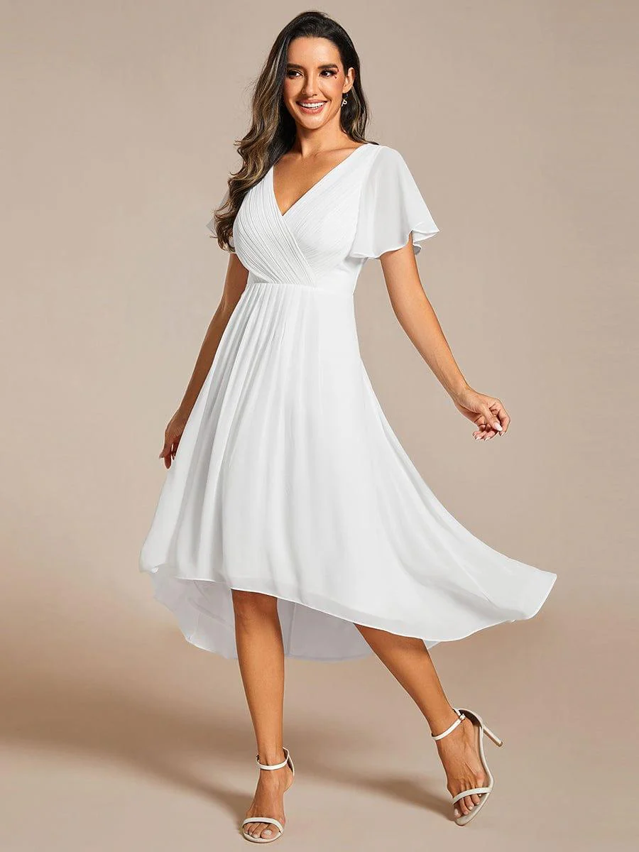 ever FAYE|Chic V Neck High-Low Wedding Dress - Image 5