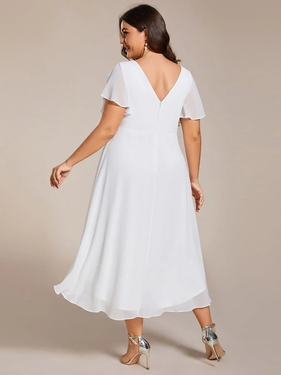 ever FAYE|Chic V Neck High-Low Wedding Dress - Image 7