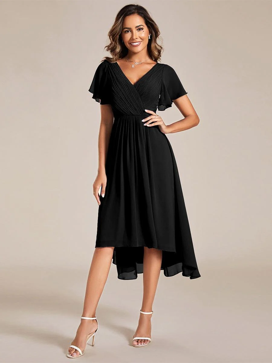 ever FAYE|Chic V Neck High-Low Wedding Dress - Image 9