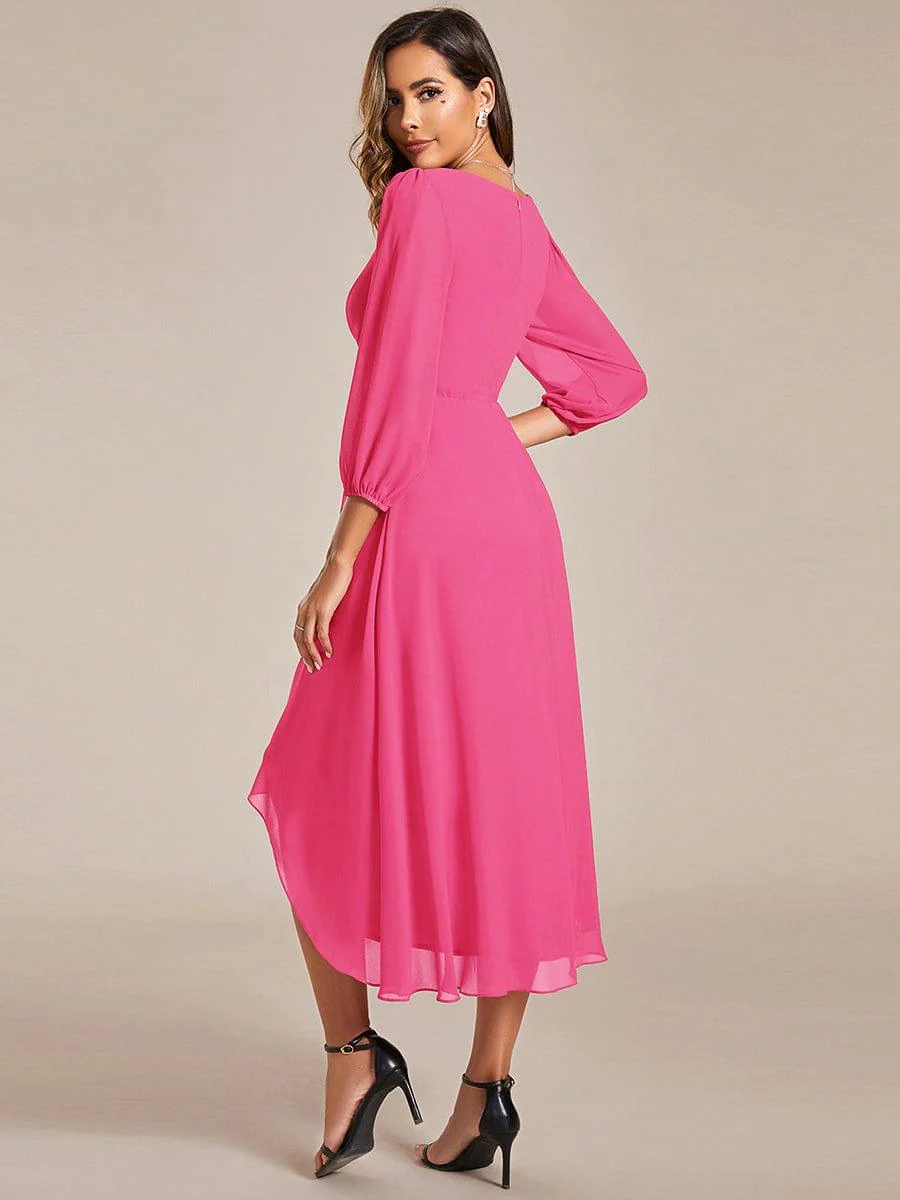 ever BRIAR|Chiffon 3/4 Sleeve V-Neck High-Low Wedding Guest Dress(Final Sale) - Image 2