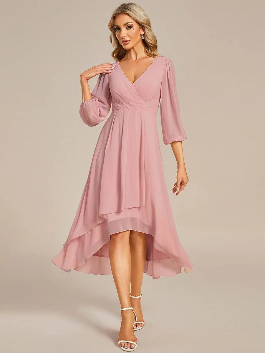 ever BRIAR|Chiffon 3/4 Sleeve V-Neck High-Low Wedding Guest Dress(Final Sale) - Image 35