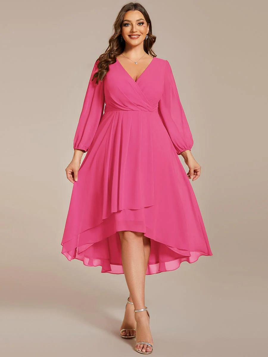 ever BRIAR|Chiffon 3/4 Sleeve V-Neck High-Low Wedding Guest Dress(Final Sale) - Image 44