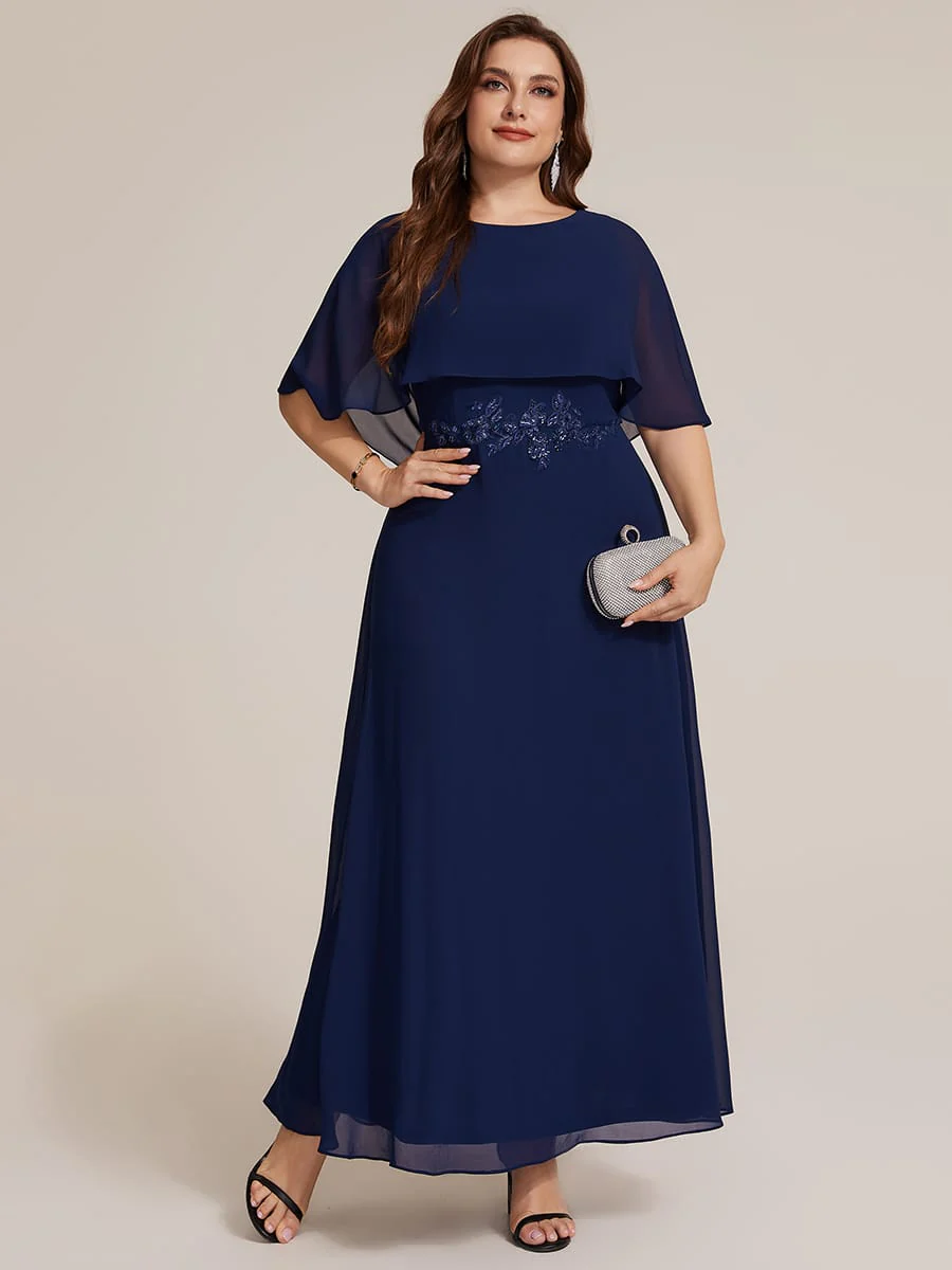 Chiffon Cape Sleeve A-line Dress - Image 10