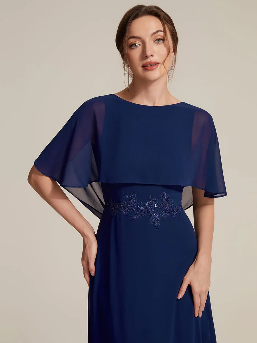 Chiffon Cape Sleeve A-line Dress - Image 3