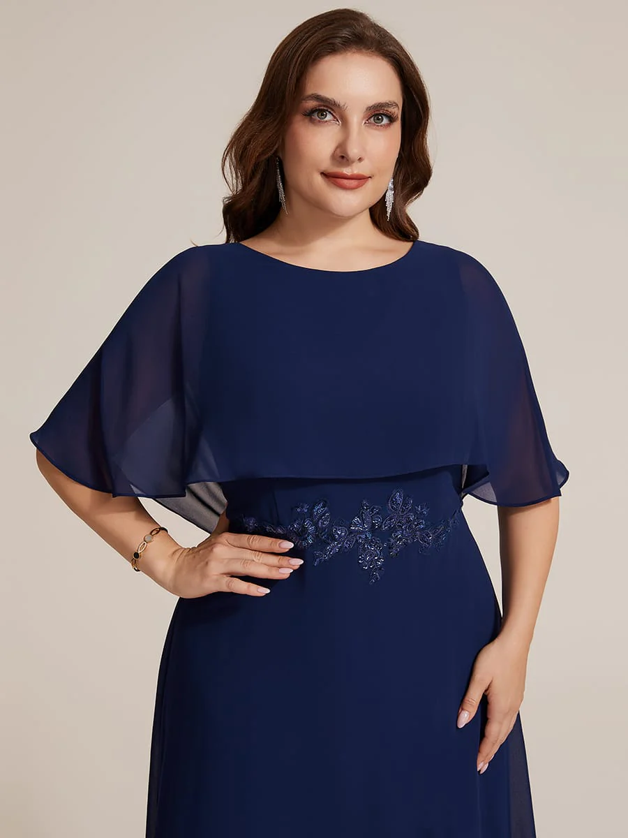 Chiffon Cape Sleeve A-line Dress - Image 8