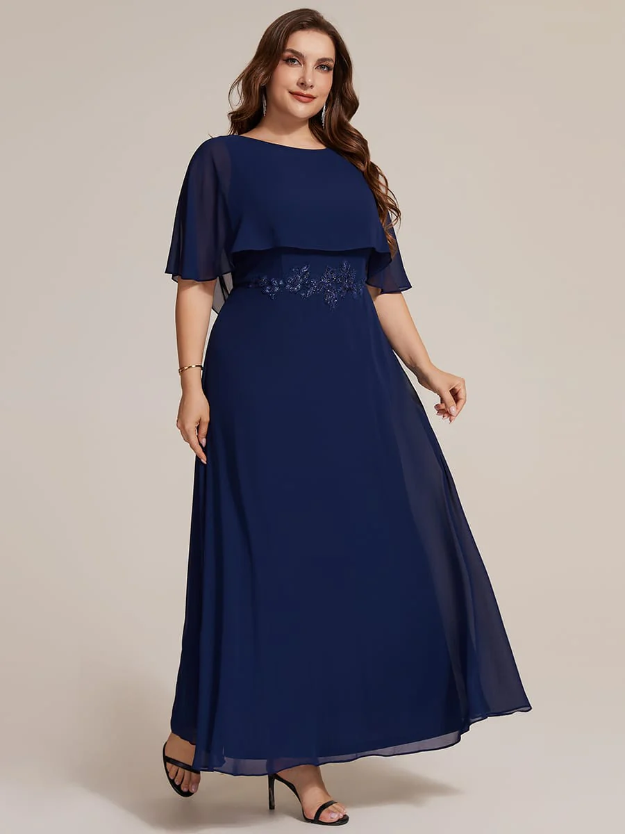 Chiffon Cape Sleeve A-line Dress - Image 9