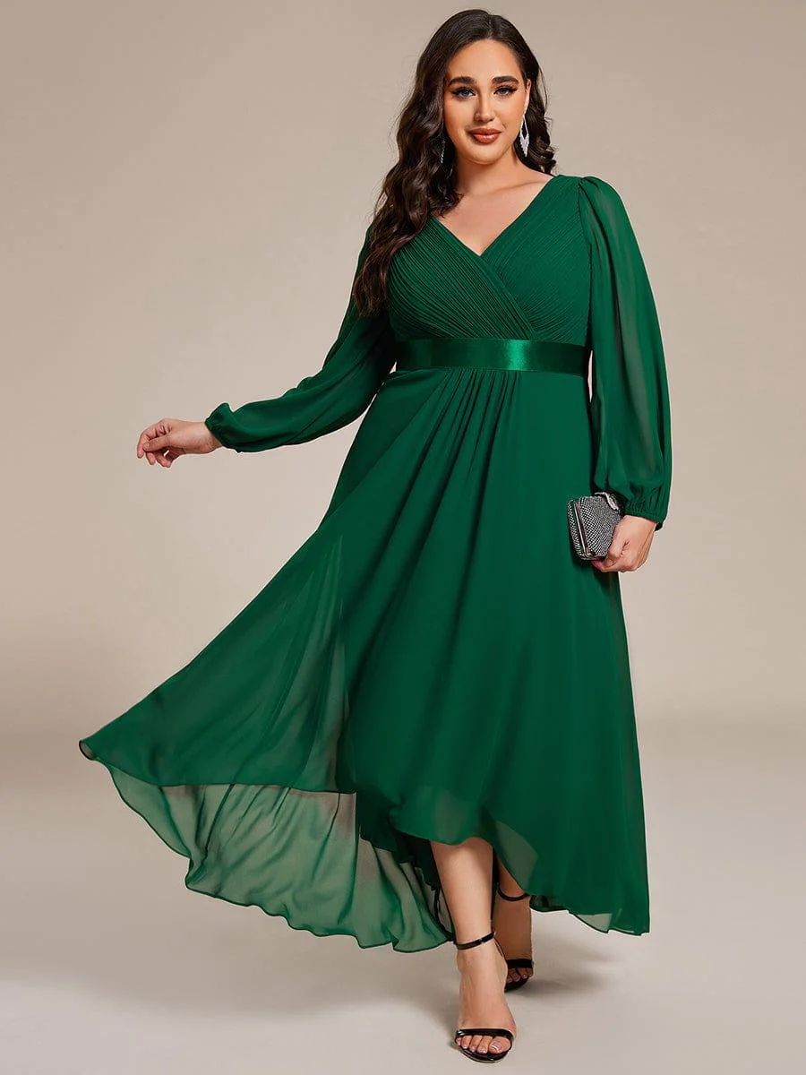 ever KEYLA|Chiffon Long Sleeve Empire Waist Midi Evening Dress - Image 30