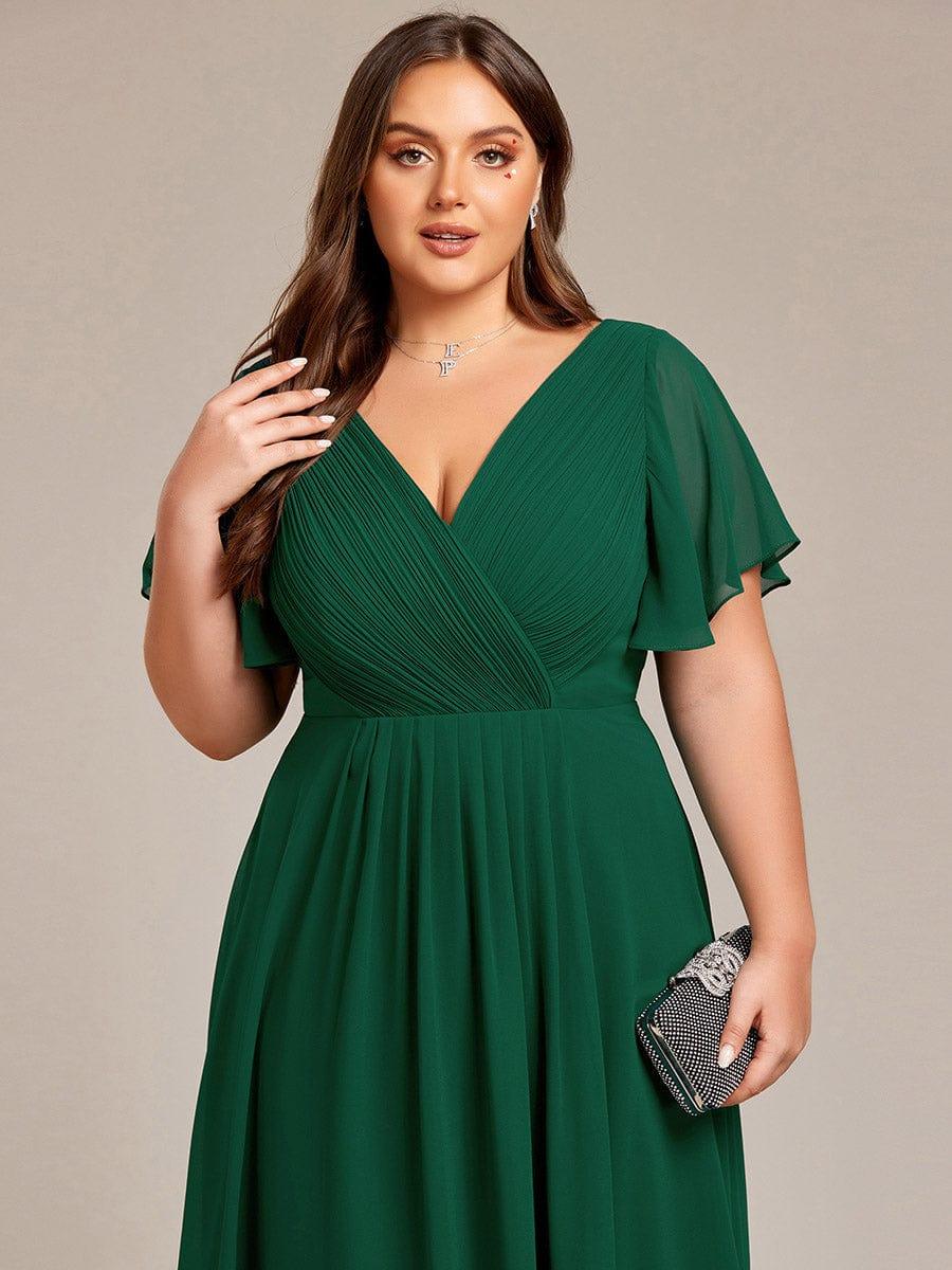 ever FAYE|Chiffon Pleated V Neck High-Low Bridesmaid Dress - Image 37