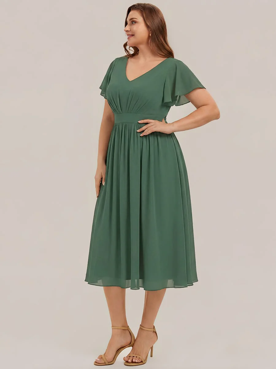 Floral Print Chiffon Ruffle Sleeve A-line Dress - Image 29