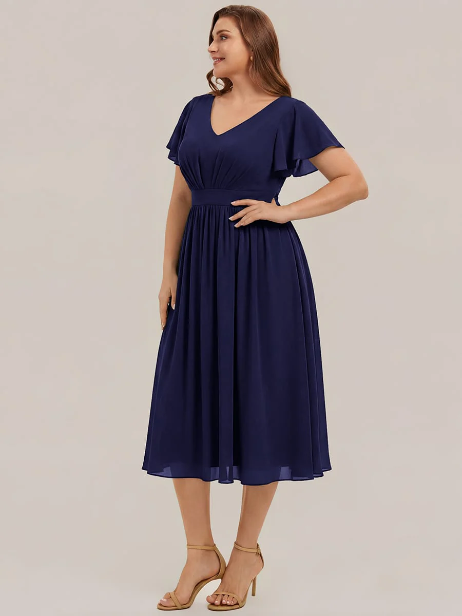 Floral Print Chiffon Ruffle Sleeve A-line Dress - Image 39