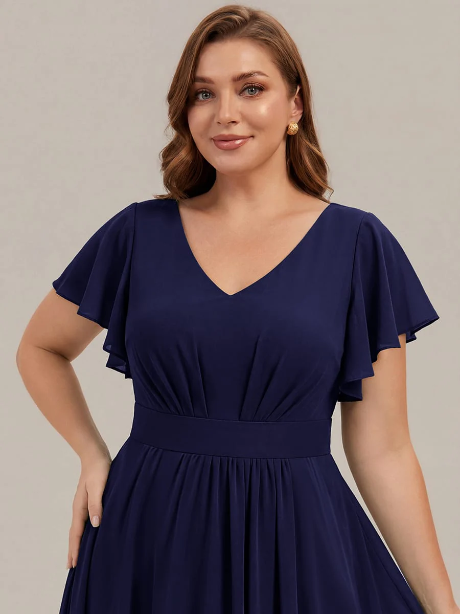 Floral Print Chiffon Ruffle Sleeve A-line Dress - Image 41