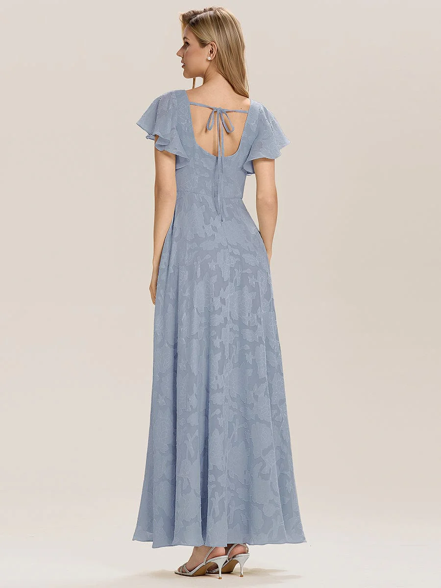 ever ZERENA|Floral Chiffon Ruffle Sleeve Evening Dress - Image 13
