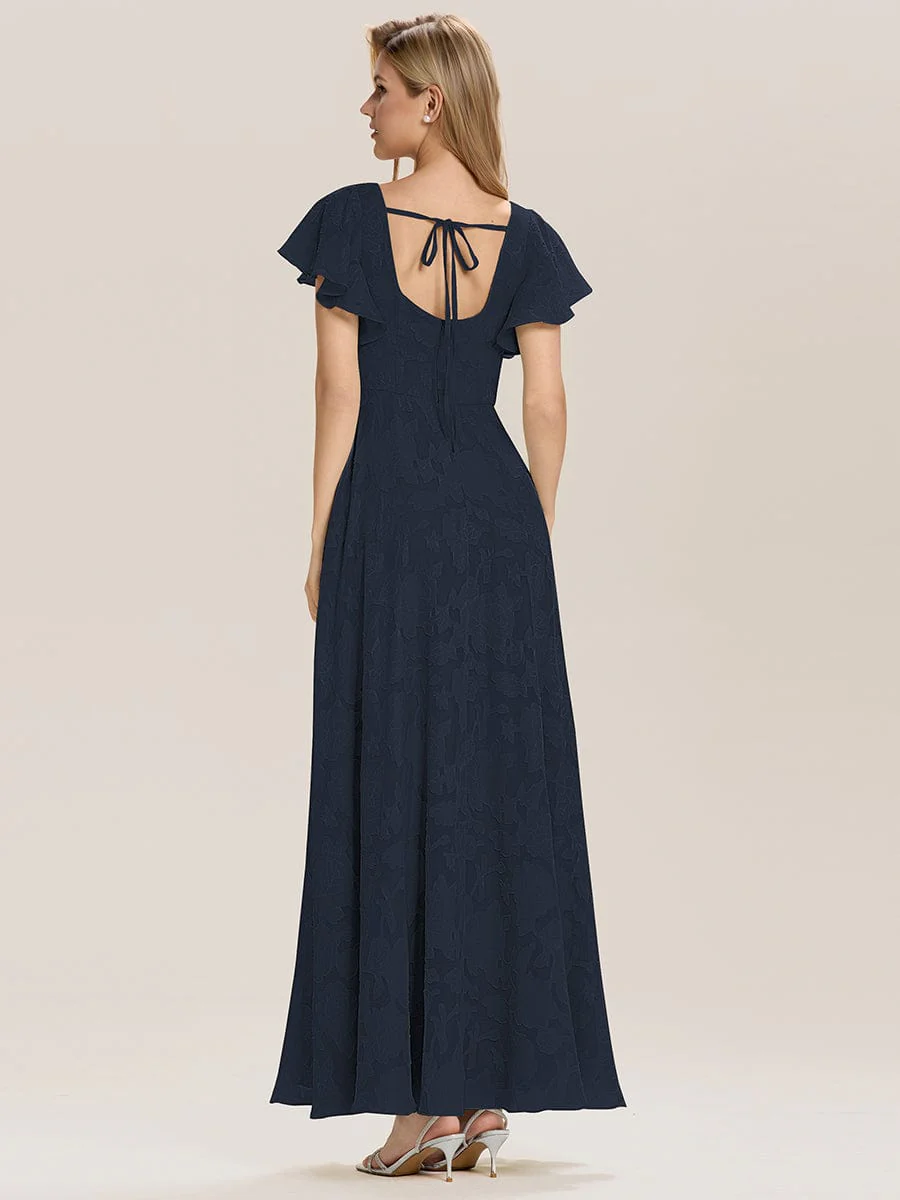 ever ZERENA|Floral Chiffon Ruffle Sleeve Evening Dress - Image 15