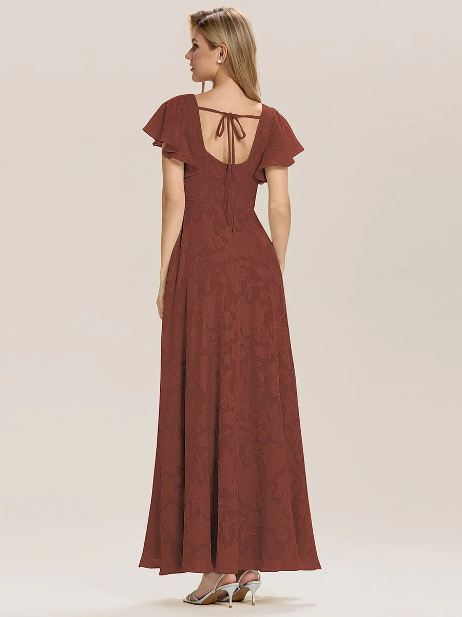 ever ZERENA|Floral Chiffon Ruffle Sleeve Evening Dress - Image 17