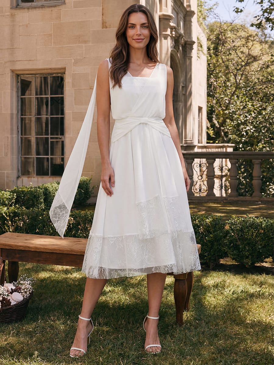 Chiffon Sleeveless A-line Dress - Image 3