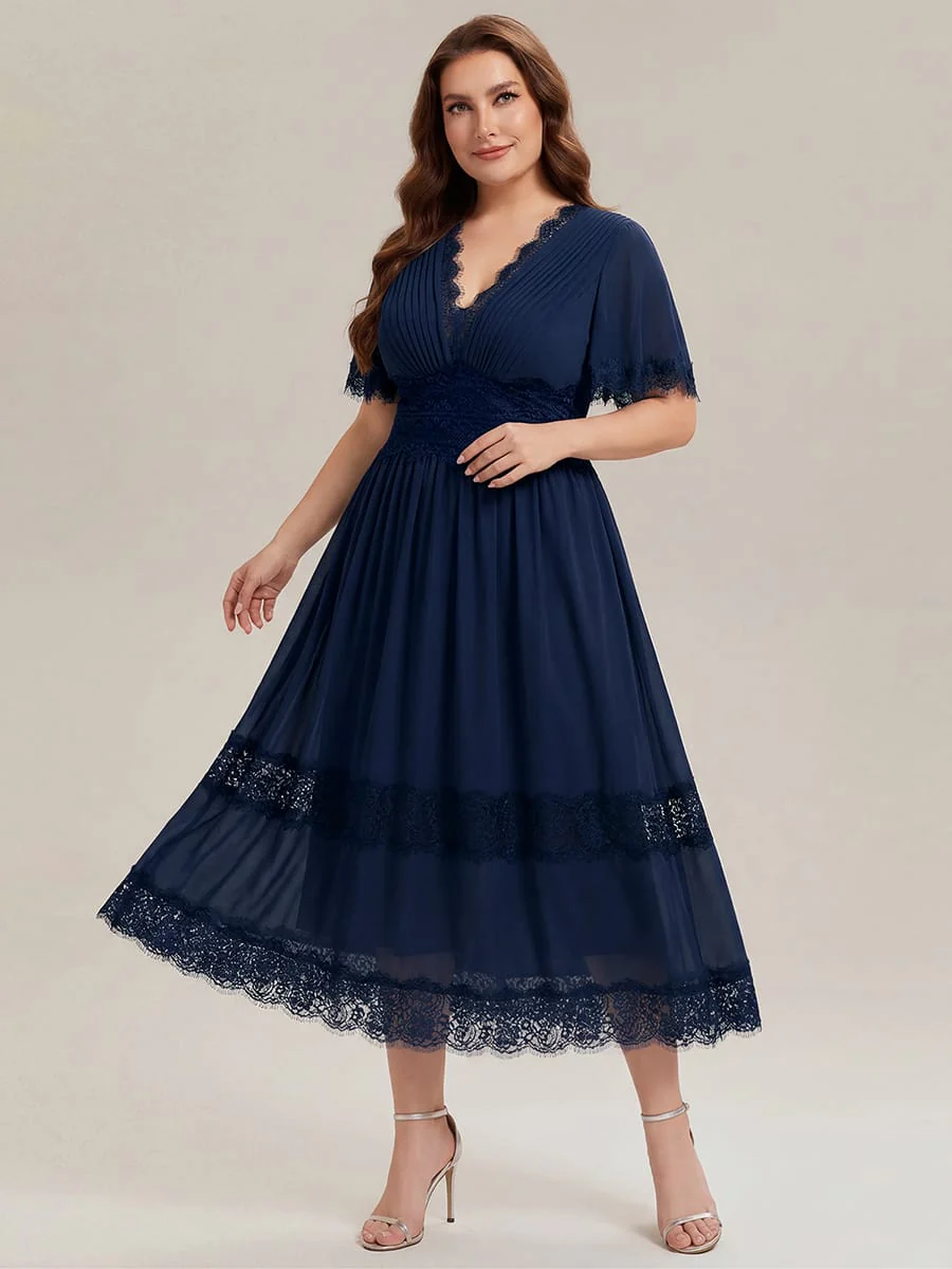 Cut-Out Detail Chiffon Ruffle Sleeve Dress - Image 10