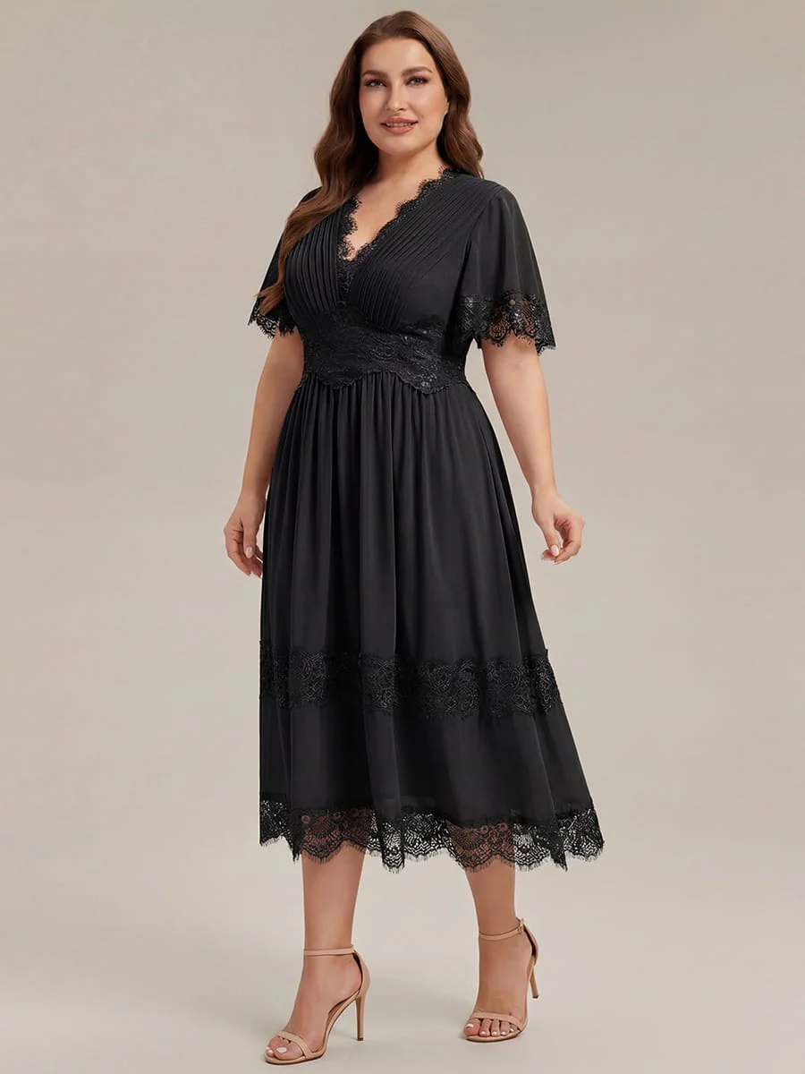 Cut-Out Detail Chiffon Ruffle Sleeve Dress - Image 18
