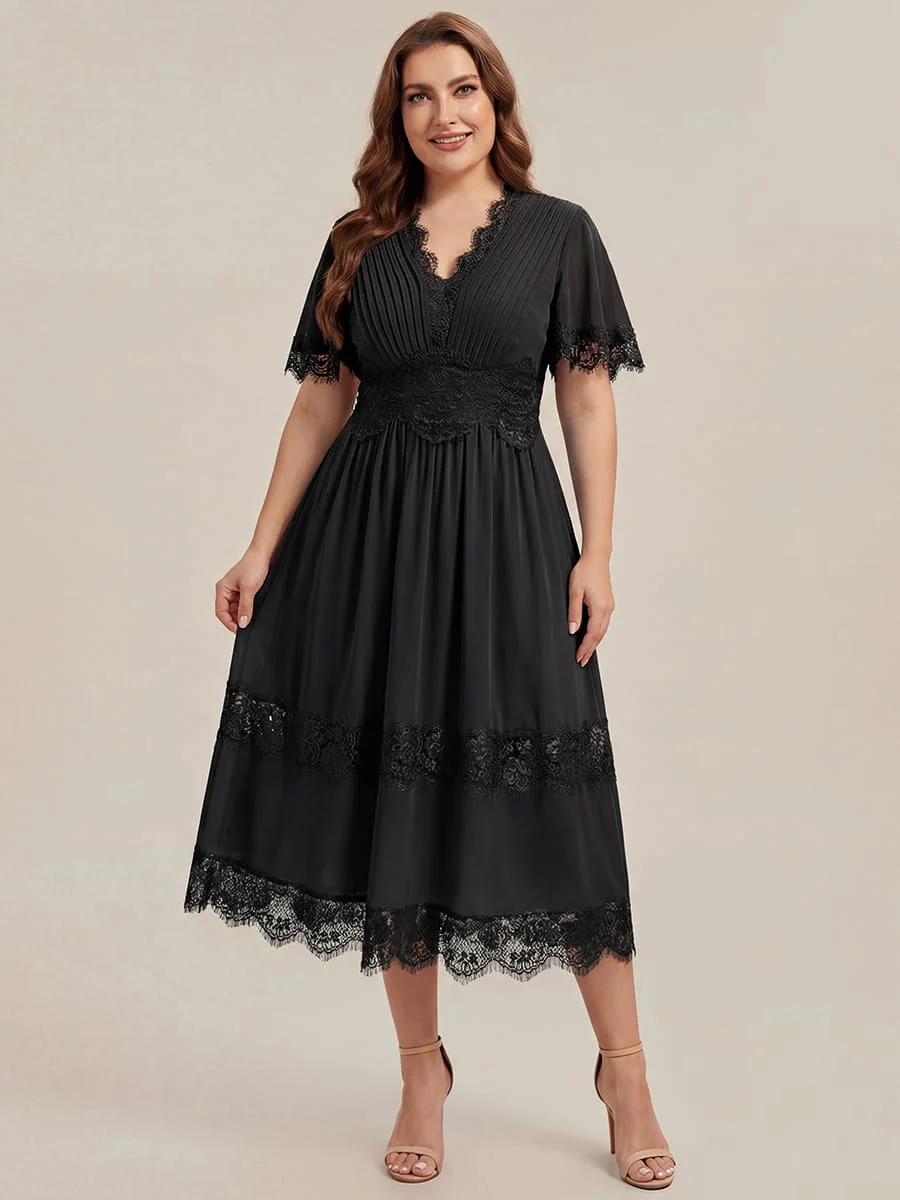 Cut-Out Detail Chiffon Ruffle Sleeve Dress - Image 19