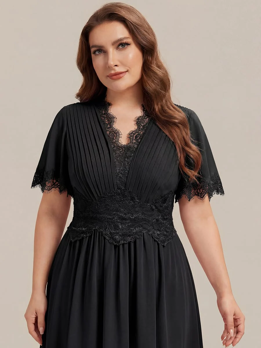 Cut-Out Detail Chiffon Ruffle Sleeve Dress - Image 20