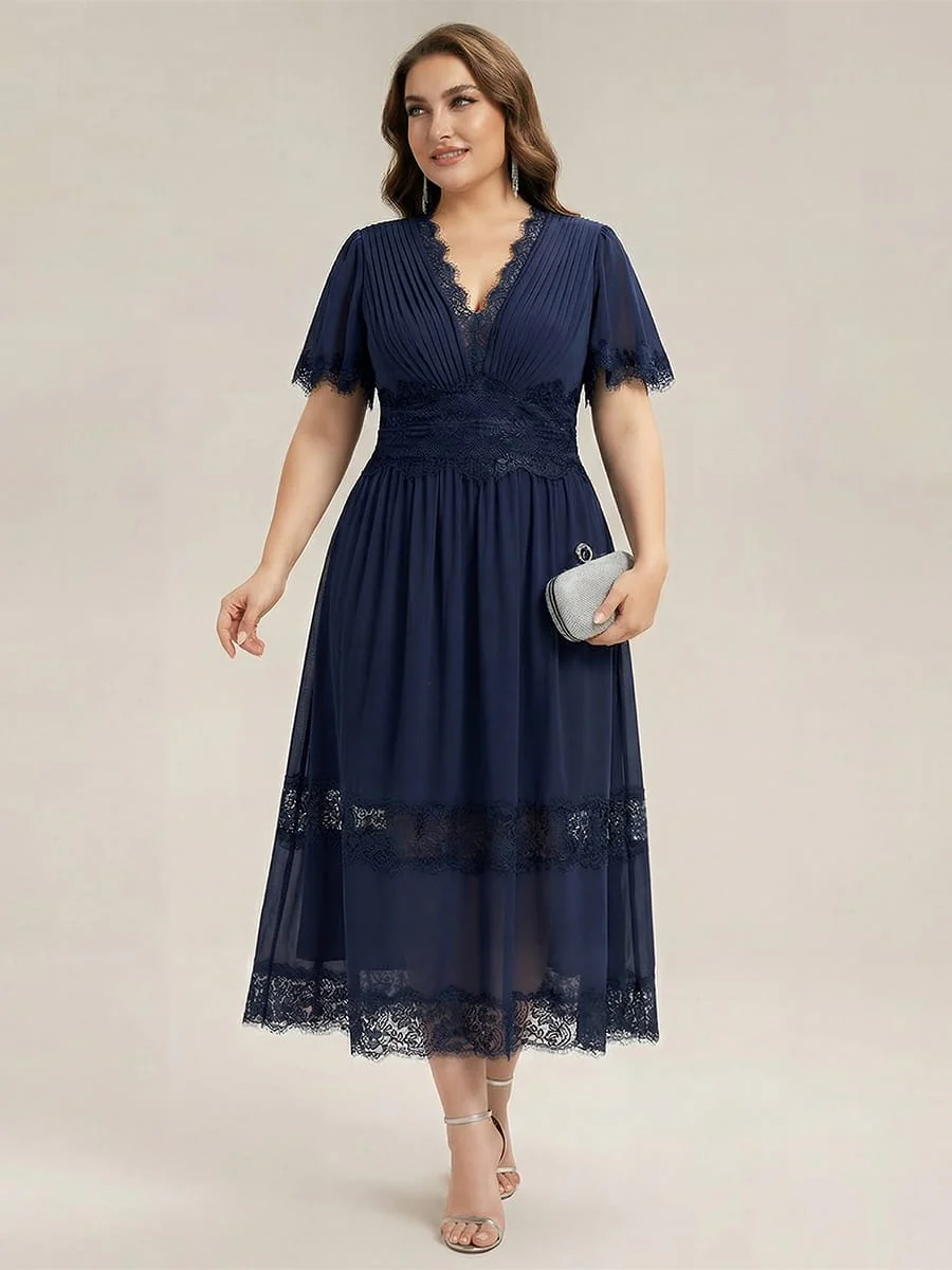Cut-Out Detail Chiffon Ruffle Sleeve Dress - Image 6